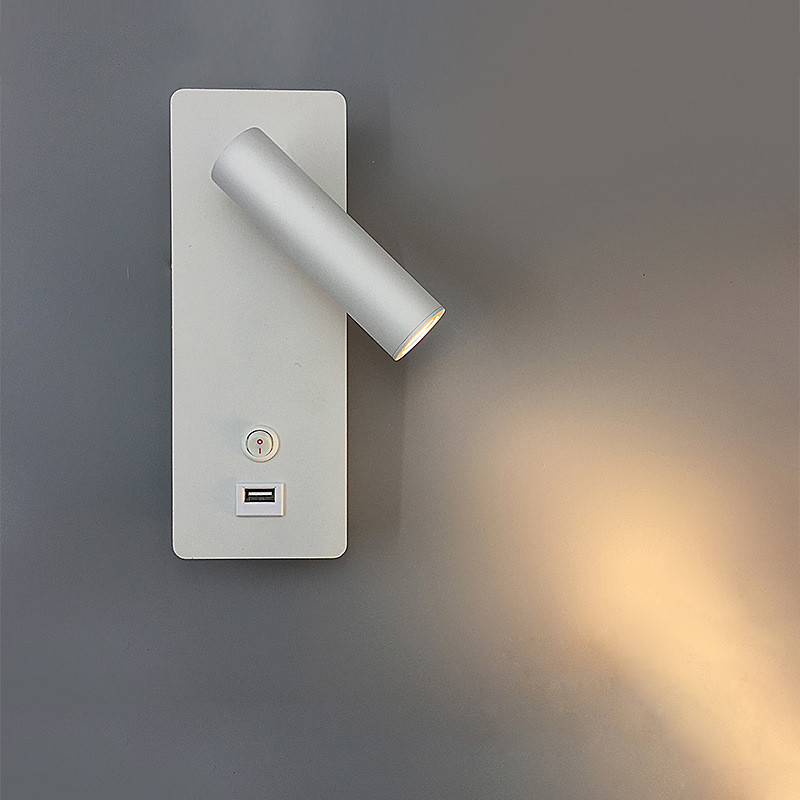 Modern minimalist 5V USB adjustable bedside wall lamp hotel headboard reading lamp bed board reading light