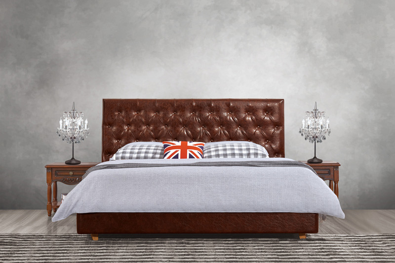American design Good quality Gery Fabric Upholstered Headboard Queen Bed Leisure Furniture for Apartment Bedroom set