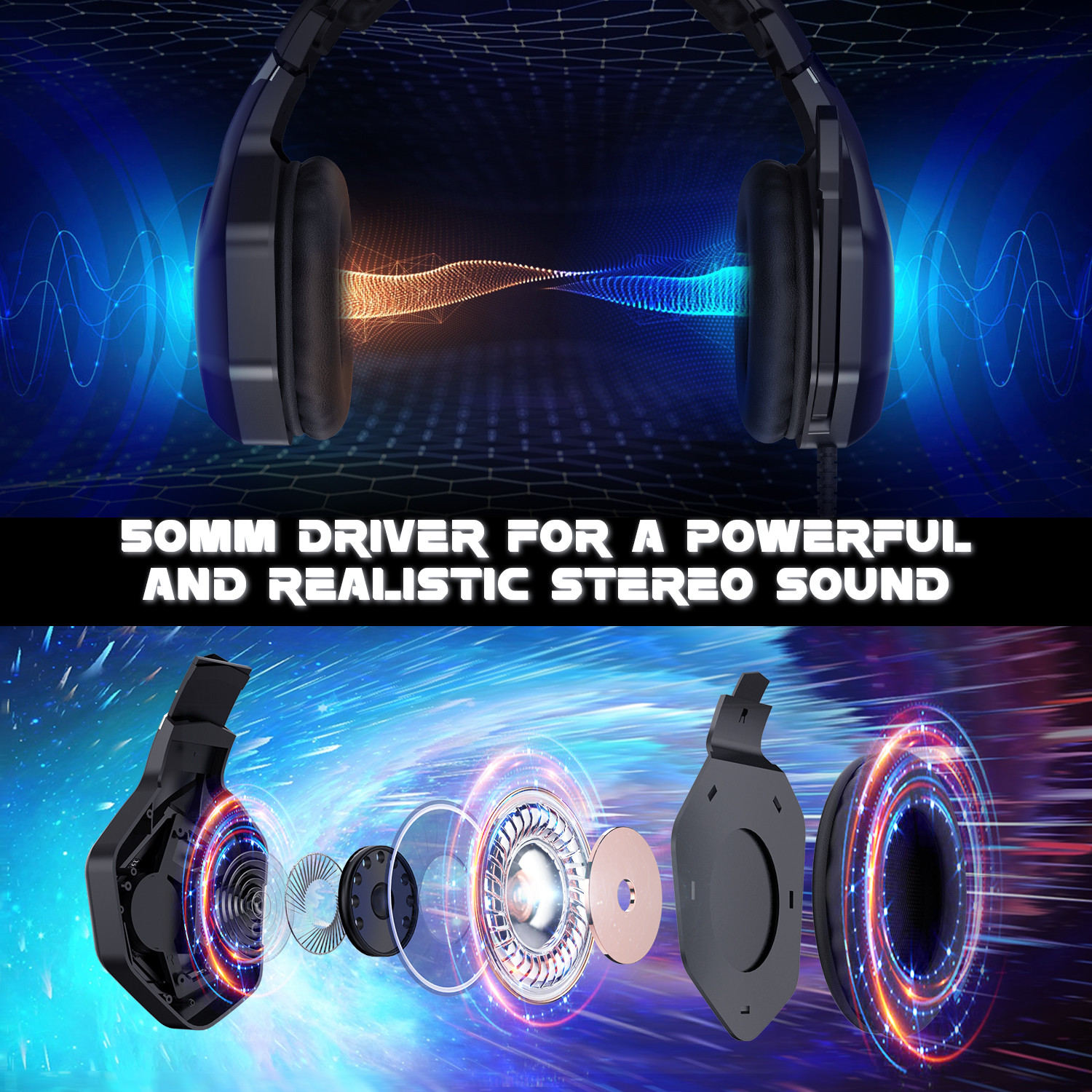 FCC 2.2m Wire Ps4 Gaming Headset 100mA Onikuma K10 Pro For Gamer