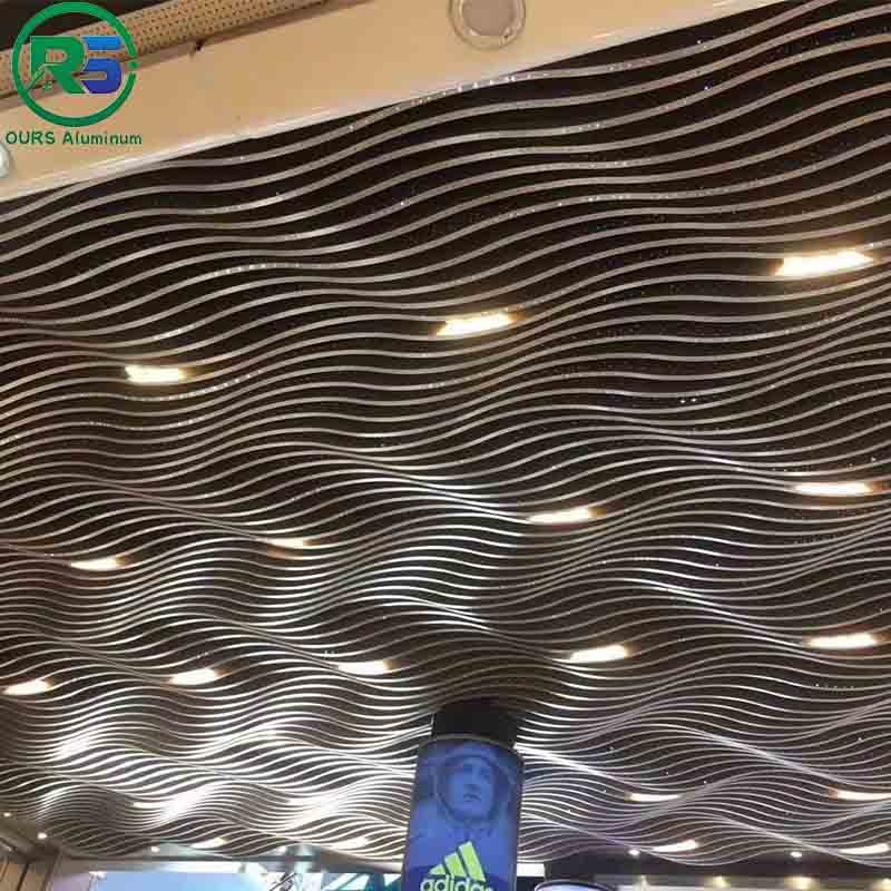 Rustproof Commercial Suspended Metal Ceiling Tiles Decorating Curved Square Tube Ceiling