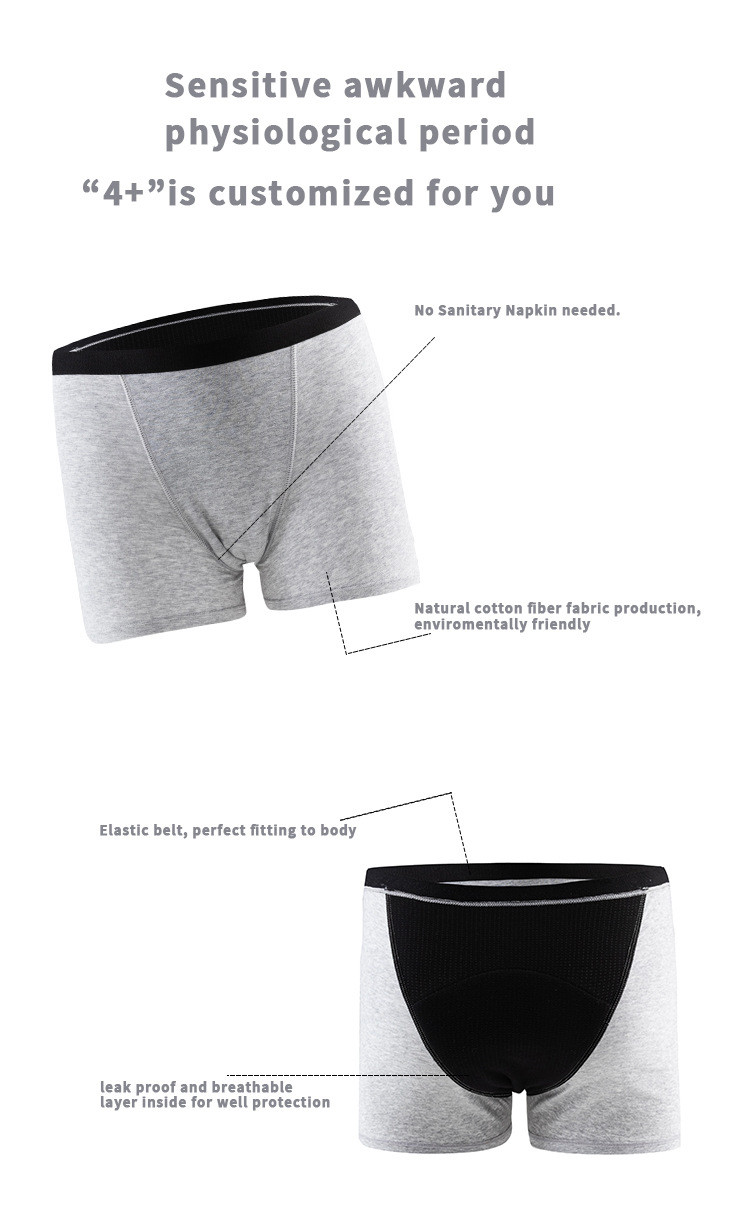 Sleep Sliding Waterproof Period Proof Shorts Plus Size 4 Layers Women'S Boxer Knitted Cotton Period