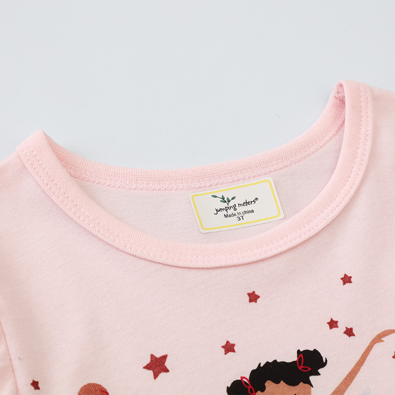 Girls' Pink Dress Summer New Fashion Print Cartoon Design Princess Dress Short Sleeve