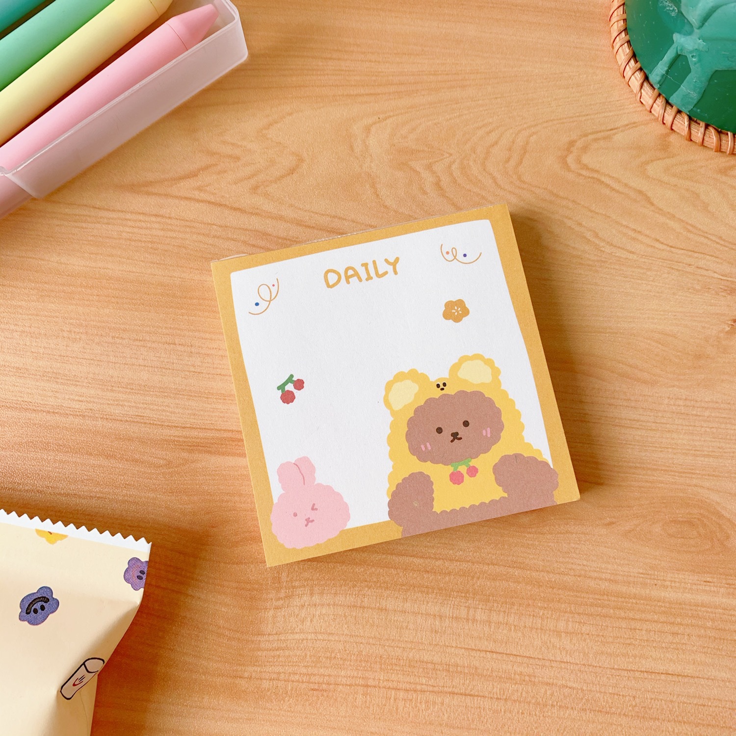 Cute Bear Self Sticky To Do List Note Pad for School Office 2022 Stationery Supplies