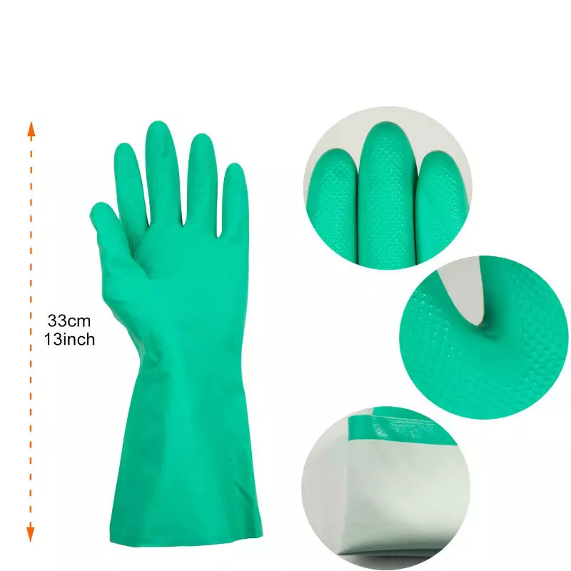 Rubber Latex Double Coating Gardening Work Gloves Heavy Cotton Blend Blue