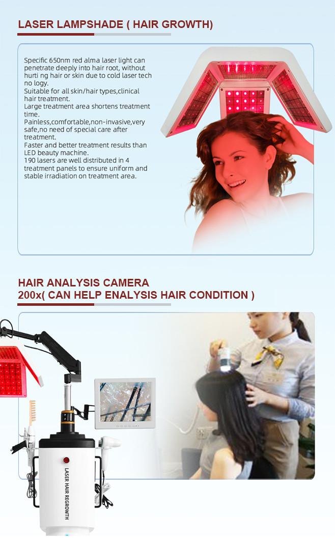 Red Light Laser Hair Regrowth Machine , Follicles Treatment Hair Growth Device