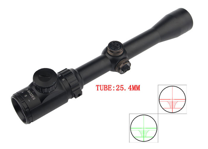Red / Green Illuminated Reticle Sight 3 - 9X32E Water Resistant For Outdoor Hunting