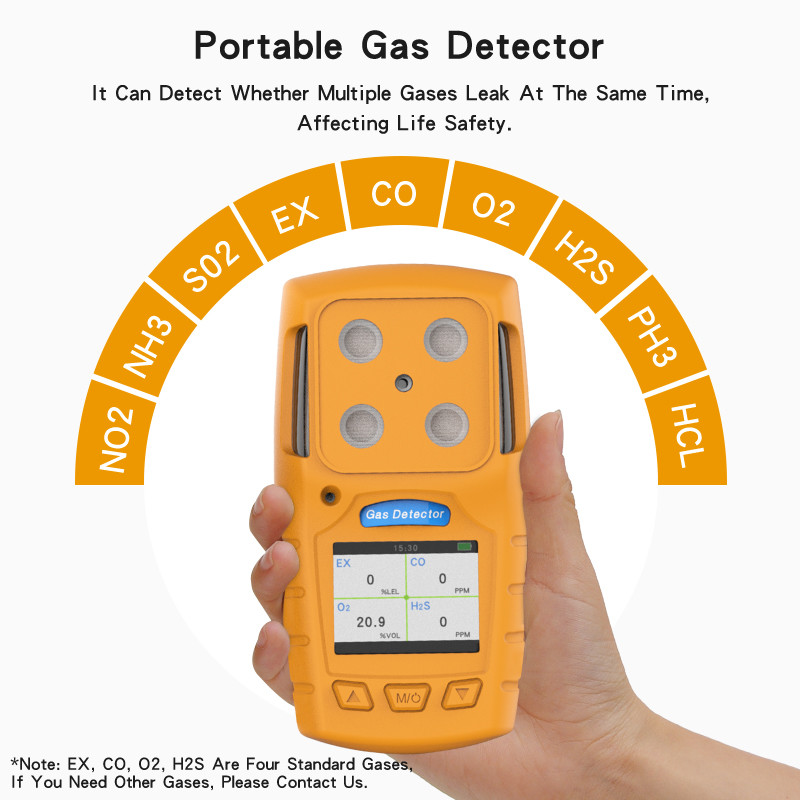 4 In 1 IP64 Portable Multi Gas Detector Poisonous Combustible Gas Analyzer