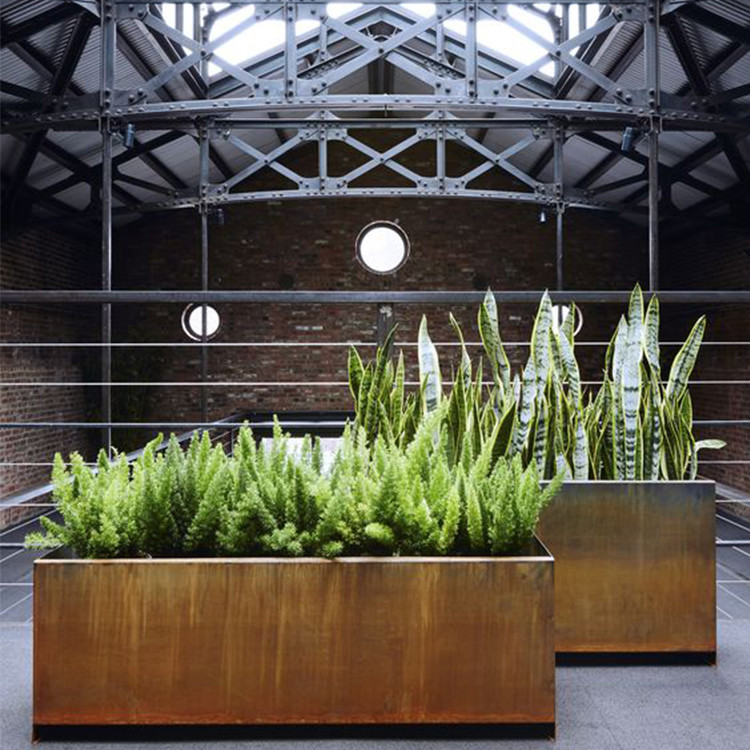 Decoration Corten Steel Planters Laser Cut Garden Pots