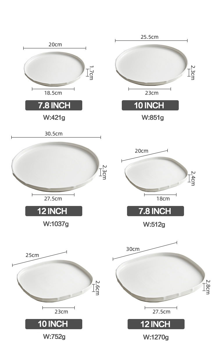 Polygonal Custom Printed Ceramic Plates With 8 Inch 10 Inch 12 Inch Size