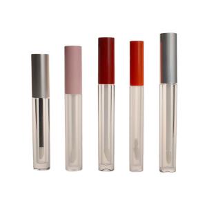 China 2ml 3ml 4ml PETG Empty Clear Round Lip Gloss Brush Tubes Container on sale