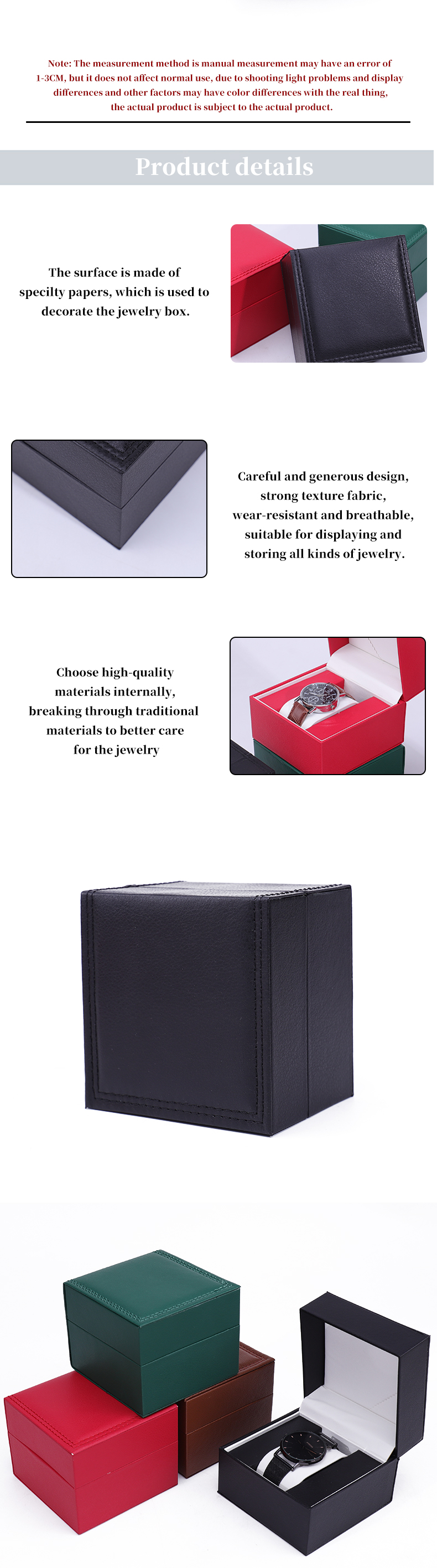 High-End PU Leather Watch Storage Box with Wooden Internal for Luxury Packaging