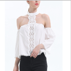 Fashion bowknot polka dot long sleeve women tops