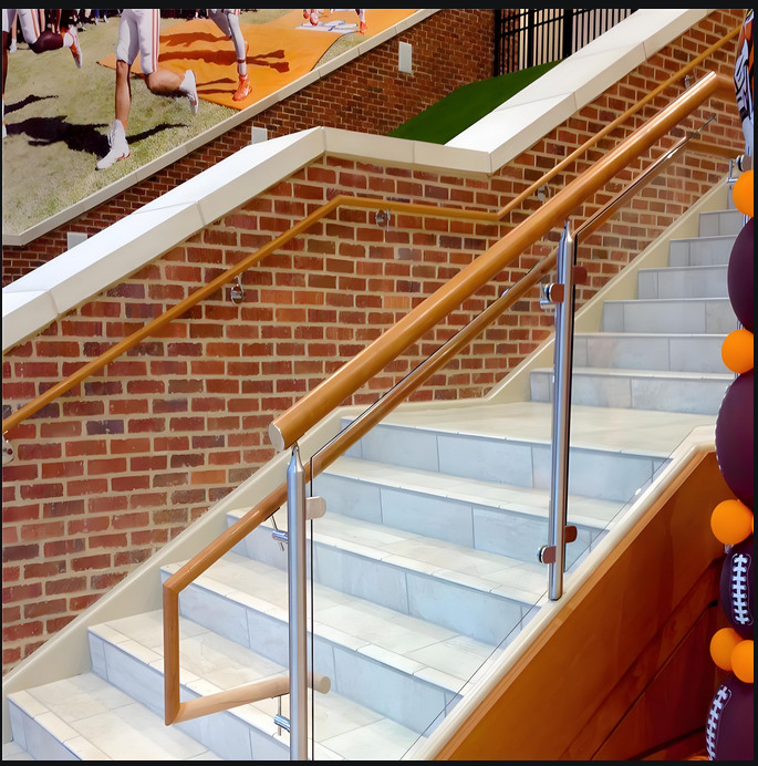 Custom Glass Balcony Railing Frosted Privacy Design Fire Rated For Villas Offices
