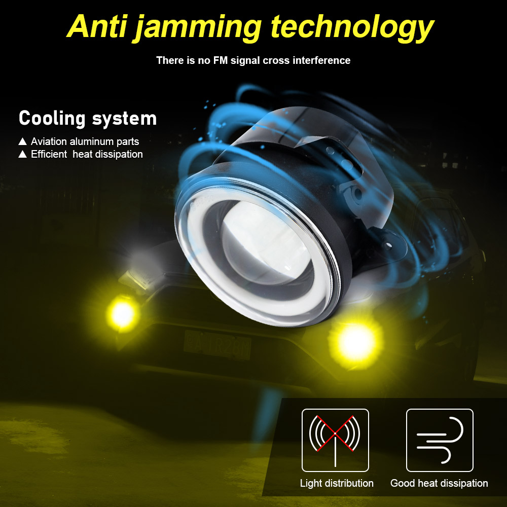 60W Aluminum White Yellow 4 Inch Angel Eyes LED Auto Drive Light Projector Fog Lamp