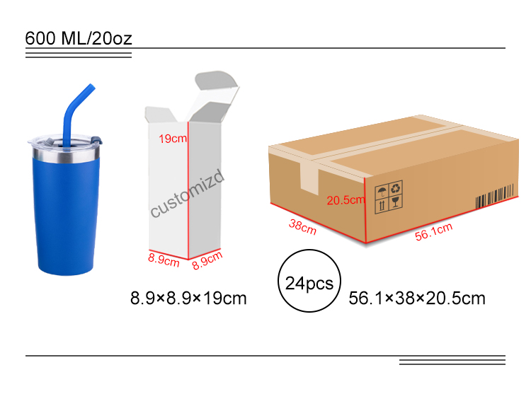 20 OZ Personalized Custom Metal Tumbler Cup , Stainless Steel Glitter Tumbler With Lid And Straw