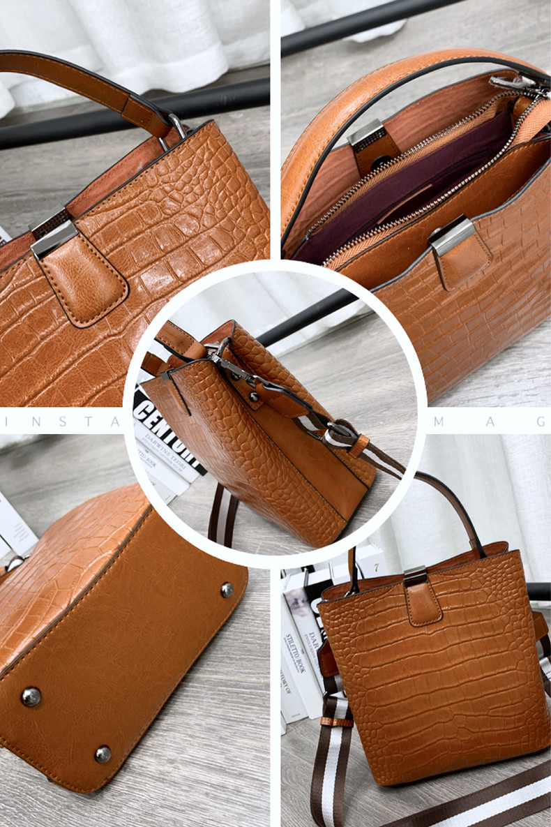 Tote Handbag Bag Women's Real Leather Corcodile Grain Big Capacity Handbag