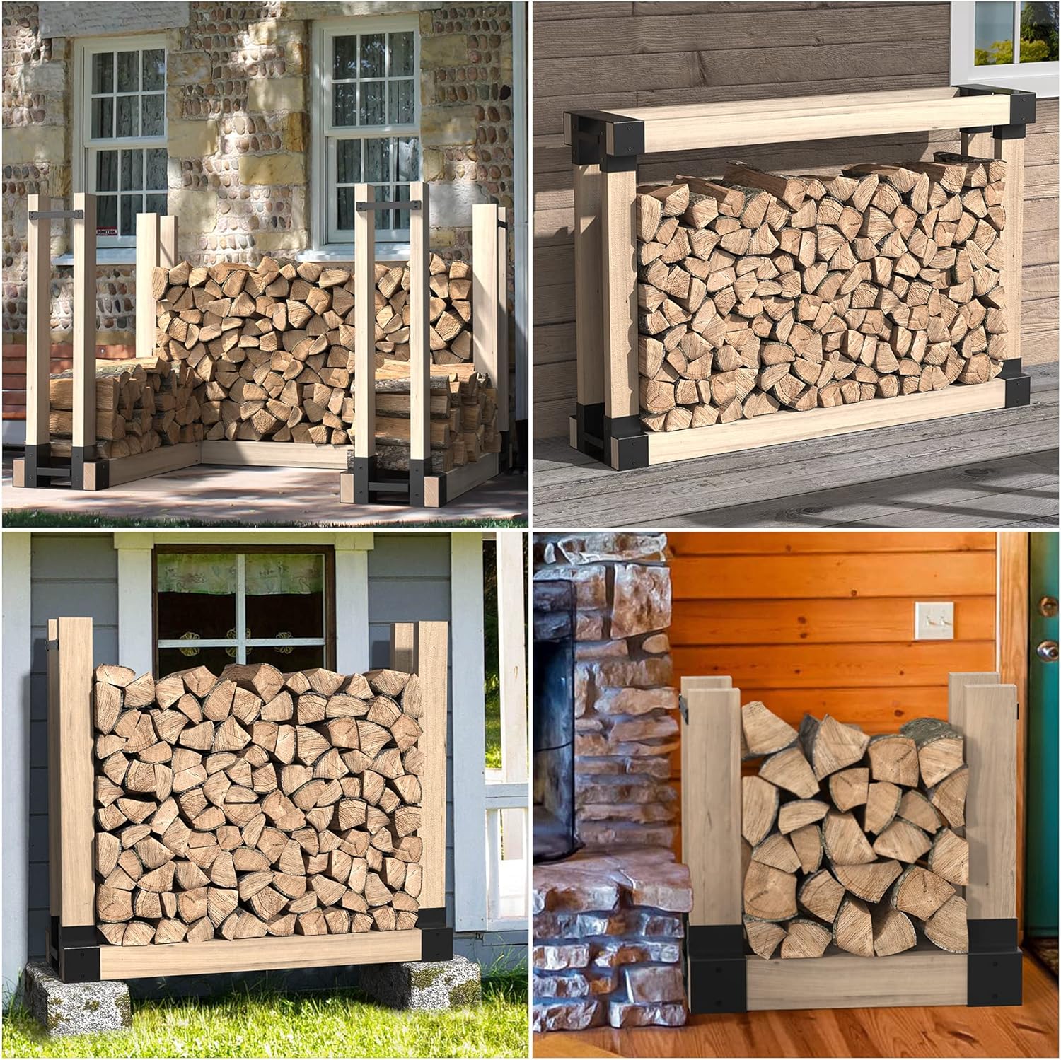 Easy to Carry and Store Firewood Rack Heavy Duty Brackets Kit for Indoor and Outdoor