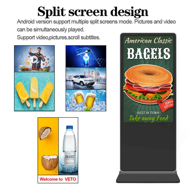OEM ODM Floor Standing Digital Signage , 75 Inch Floor Standing Advertising Display
