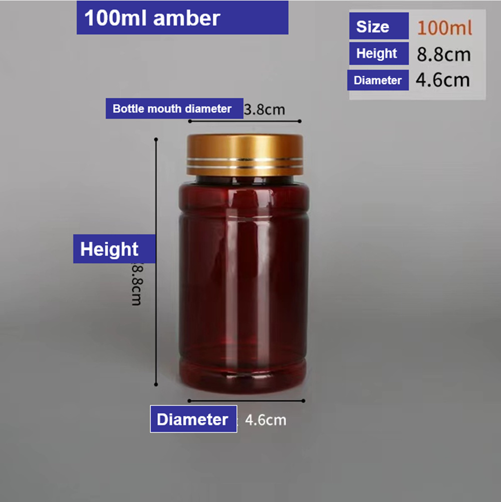 Medicine Pharmacy Bottles 100ml 150ml 200ml Pet Child Resistant Plastic Tablet Capsule Pill Supplement Containers Medicine Bottle