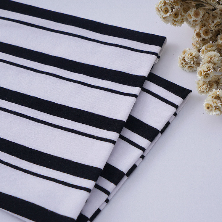 Pure Cotton Striped Knit Fabric 175cm 185gsm Soft Sweatshirt Cloth