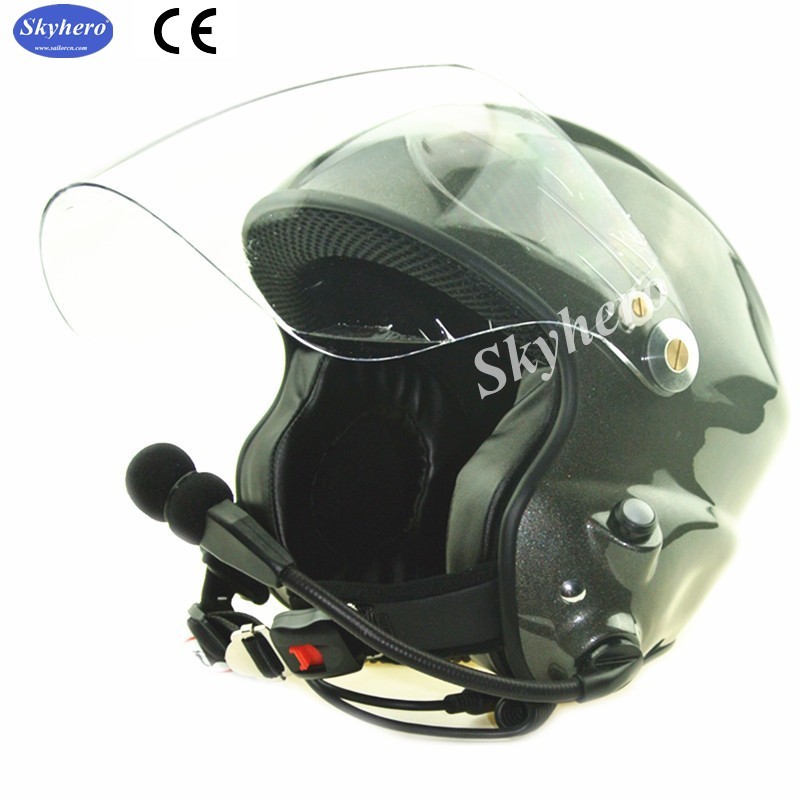 Grey Paramotor helmet GD-G with full headset PPG helmet Noise cancel powered paragliding helmet