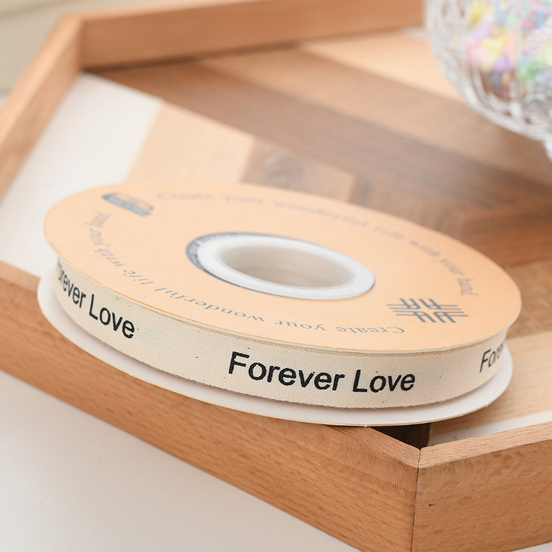 13mm Wholesale Logo Cotton Ribbon Literary Style Flower Packaging Gift Box Decoration Ribbon Cake Bouquet