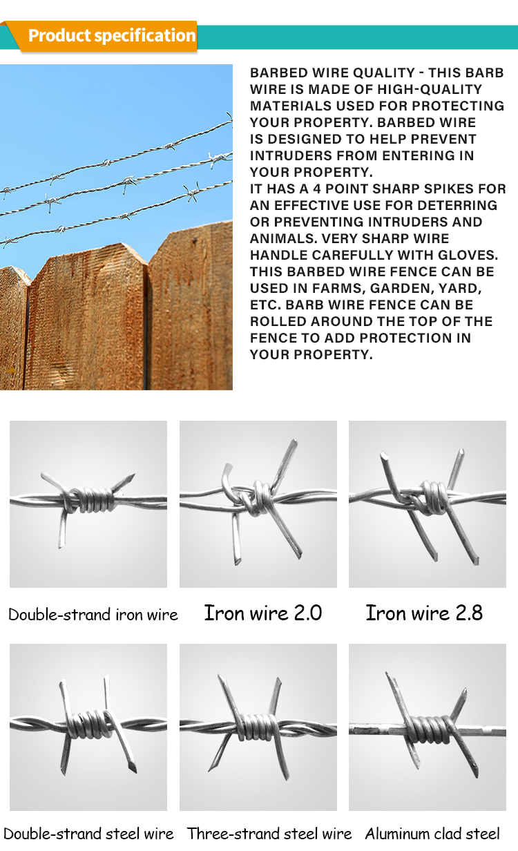 Economical Custom Design hot dip galvanized barbed wire 10kg barbed wire price in bangladesh for security