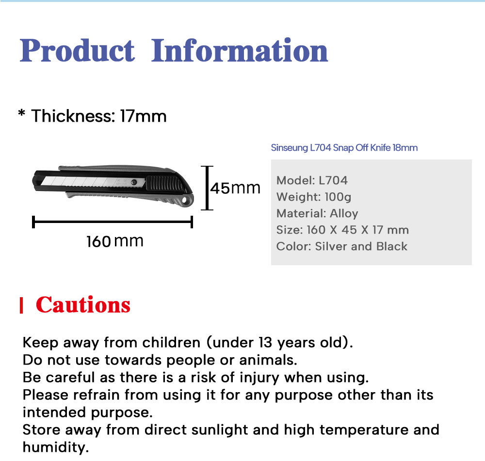 18mm Auto Retractable Utility Knives With Ergonomic Grip SK2 Steel Blade