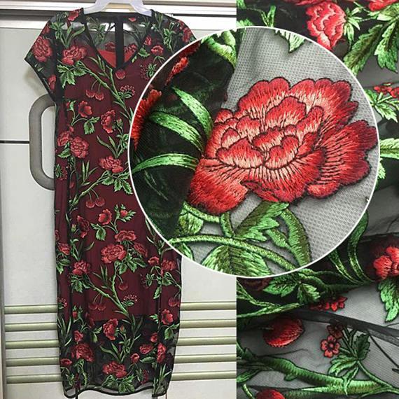 Quality 3D Rose Flower Embroidered Mesh Wedding Lace Fabric By The Yard For Women Dress for sale