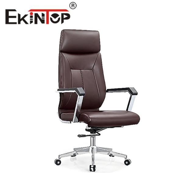 Swivel Officeworks Leather Office Chair , Adjustable Genuine Leather Executive