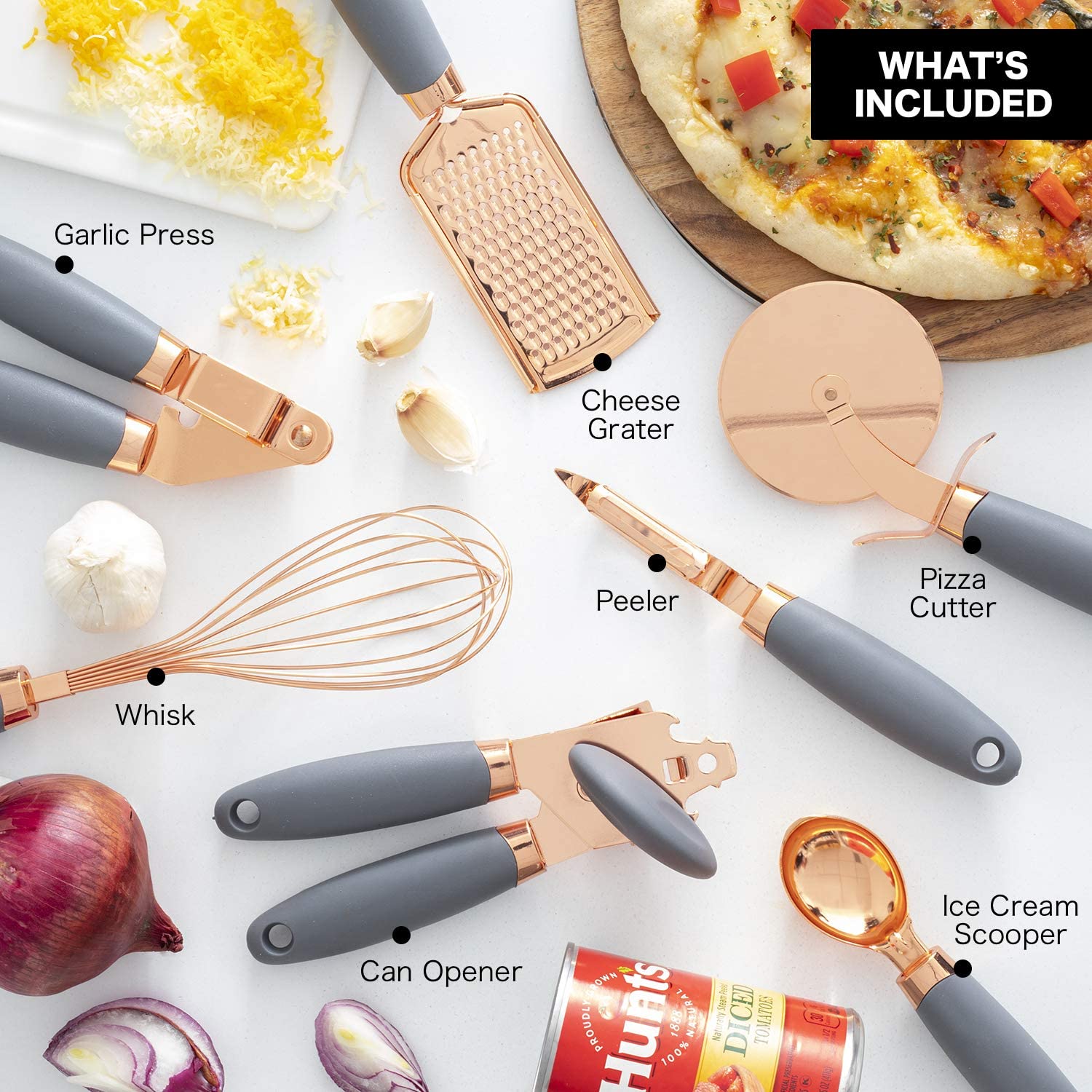 7 Pcs Kitchen Fancy Smart Gadget Set Copper Coated Stainless Steel Utensils