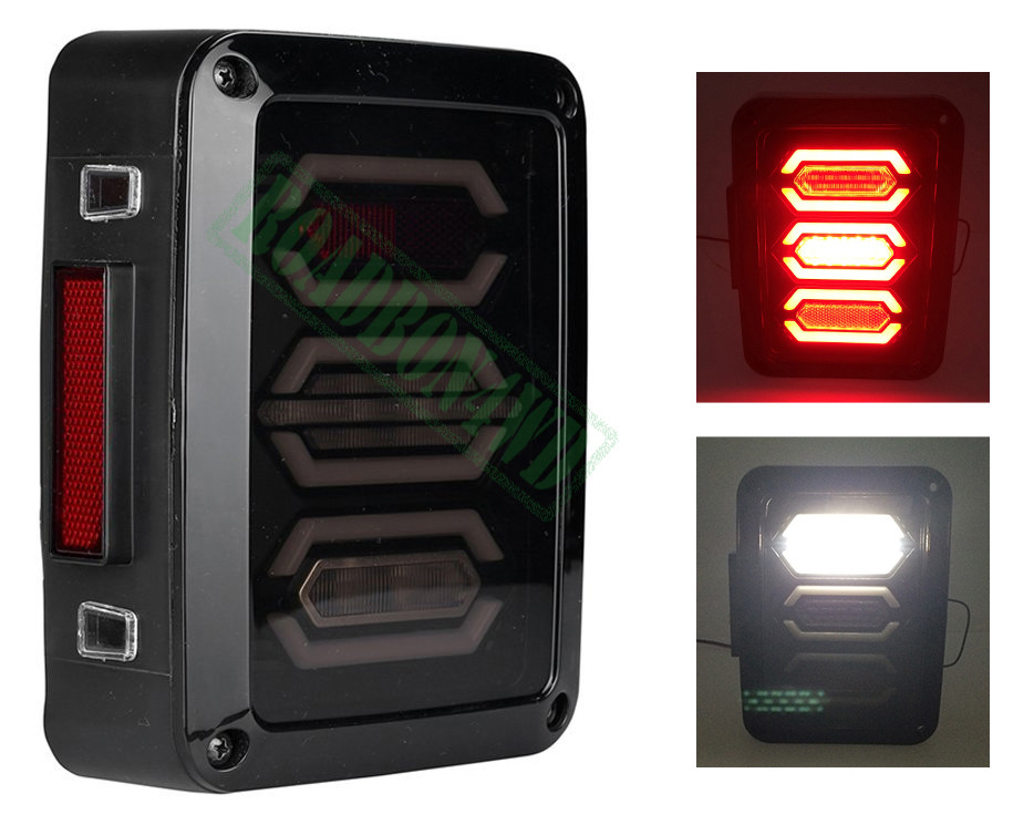 Jeep Wrangler JK 07+ LED Tail Lights Rear Brake Reverse Turn Signal Tail Lamps Clear Lens Fits for Jeep JK