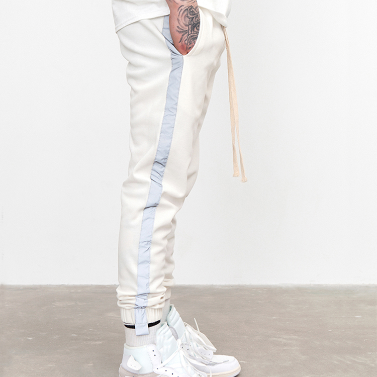Wholesale 3m reflective striped pants mens custom casual streetwear jogger sports trousers