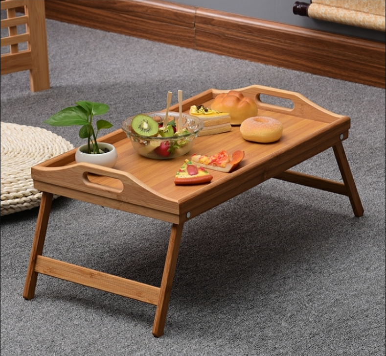 Portable Bamboo Breakfast Dinner Tray Writing Or Drawing Table With Foldable Legs