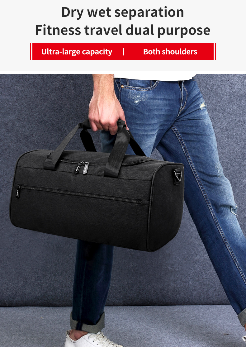 Water Retardant Leather Nylon Workout Duffle Bags Unisex 43cm Length