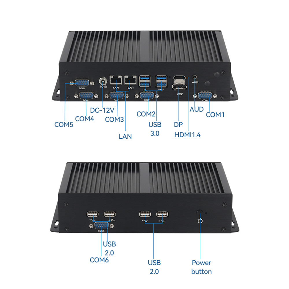 DDR4 Fanless Industrial Mini PC Dual LAN 6COM Intel Core Celeron Series