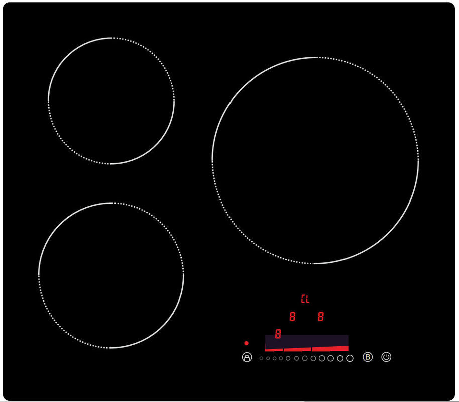 Plastic Shell 5000W 9.5kg Three Burner Induction Cooktop