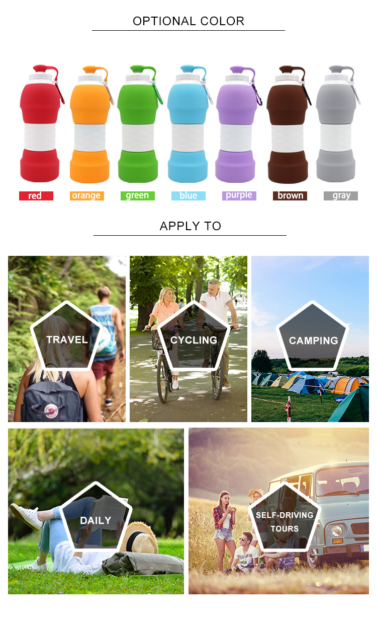 20.4 Floz Filter Collapsible Silicone Water Bottles