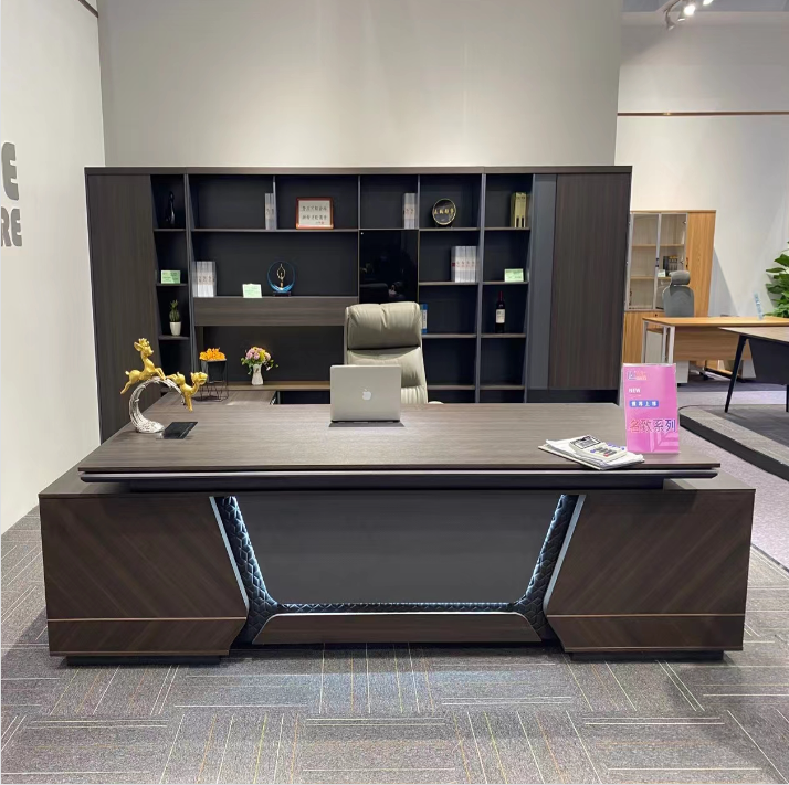 Executive Office Desk With Paint Baking Processwood Grainhinclined Table Edge Design