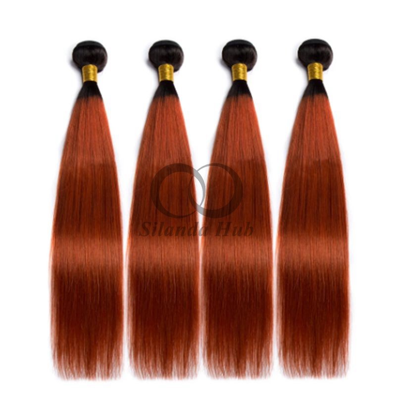 #T1B/Ginger Straight Remy Human Hair Bundles Sew In Weave Bundles Brazilian Bundle Deals