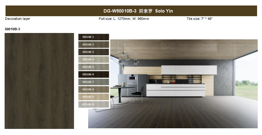 0.3mm Stone Plastic Flooring Water Resistant Stainless Solo Yin Burlywood Wood Grain GKBM DG-W50010B