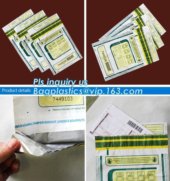 Security plastic bag with adhesive tape for cash, plastic money bag, Security Money Cash Bag For Airport/Bank and police