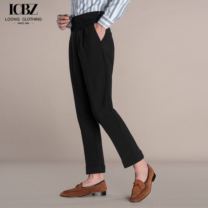 Customized Designs Naples Italian Men's Trousers Waisted and White Drapey Paris Pants