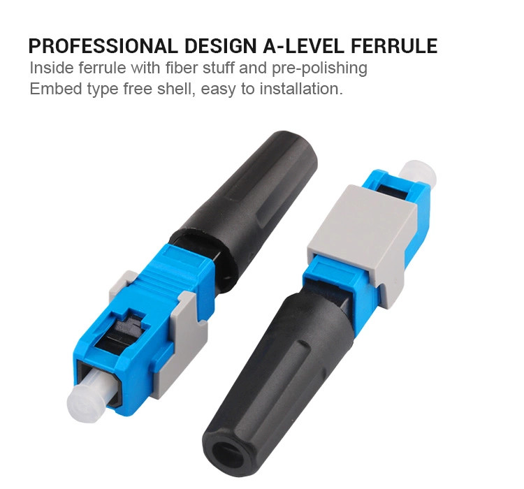 Sc Upc Optical Fiber Fast Connector Single Mode 0.3db Insertion Loss