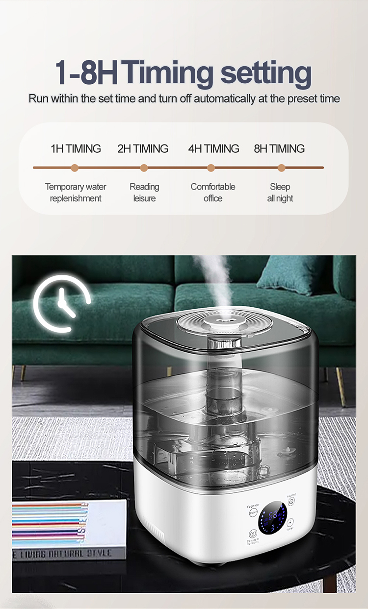 HOMEFISH BPA Free 5L Large Capacity Humidifier With UV Sanitizing Light Electric Plug