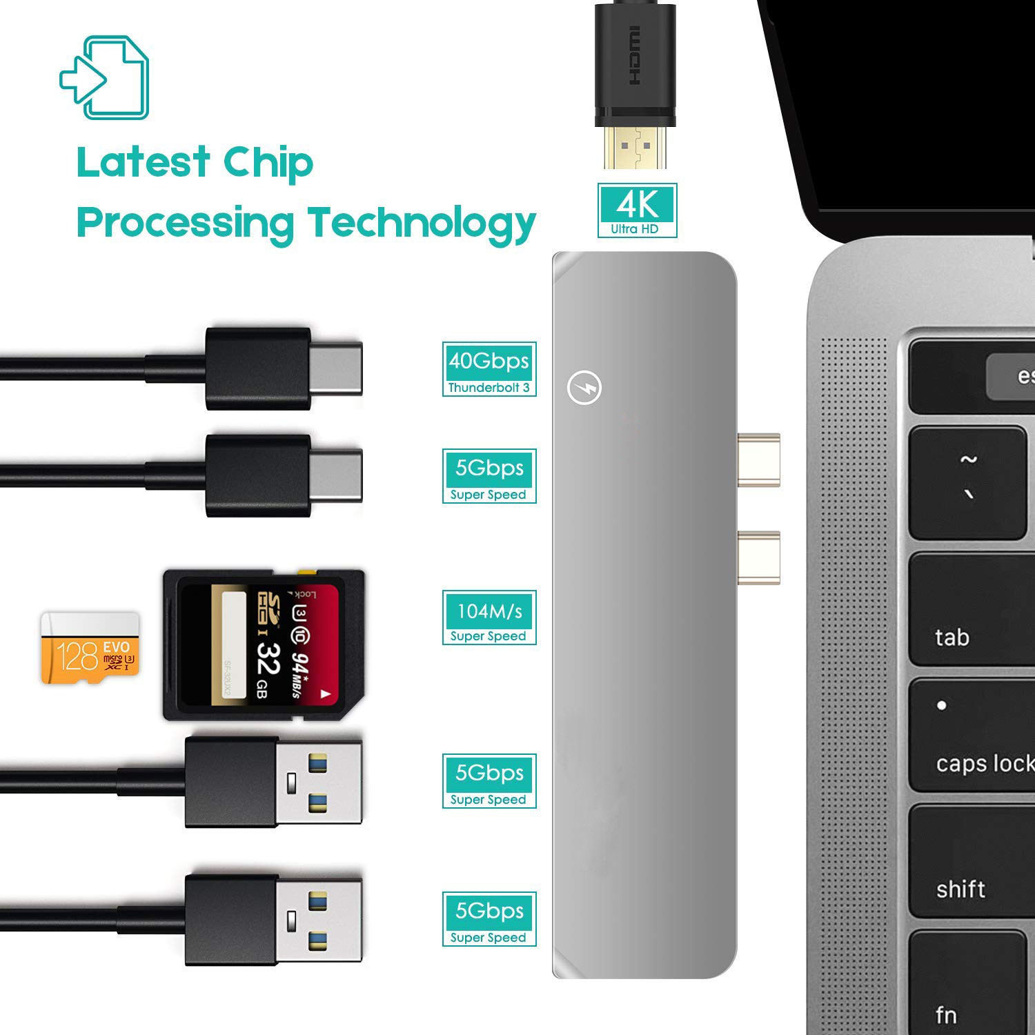 Wholesale 7 in 1 Type C USB-C USB 3.1 Hubs Docking to 4K HD MI USB3.0*3 USB-C SD TF card reader adapter