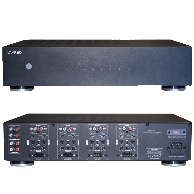 400W RMS Power Rack Mount 8 Channel Power Amplifier For Restaurant Theater Studio