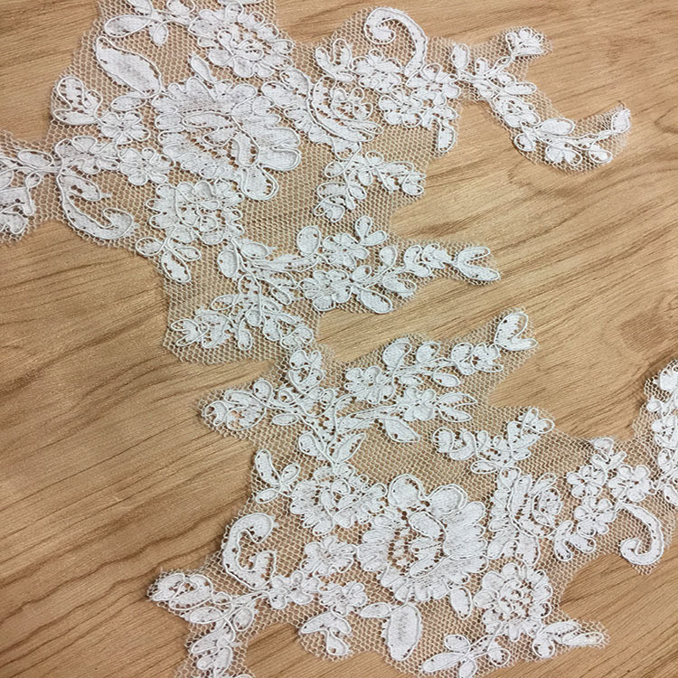 Ivory Venise Cord Lace Applique for Bridal Gown Wedding Dress decoration