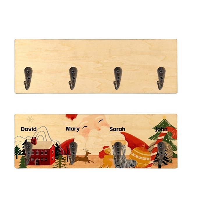 Simple Wall-Mounted Rectangular Sublimation Wooden Key Holder Board With Hooks For Sublimation Photo Printing