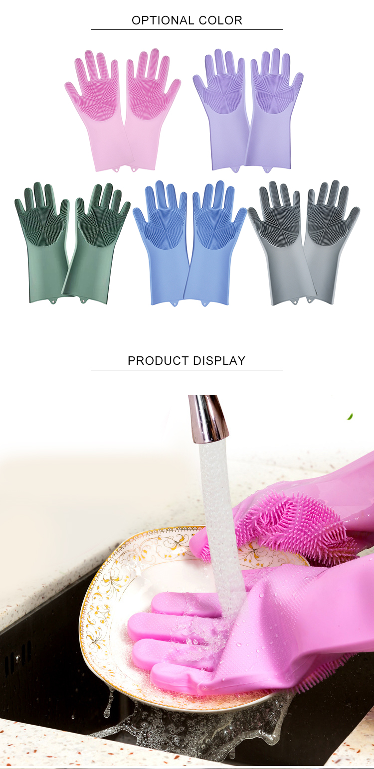 Professional Heat Resistant Kitchen Rubber Dish Washing Gloves Silicone Cleaning Gloves